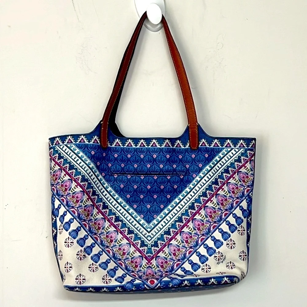 🌞 Brighton Casablanca Jewel blue pink Patterned Tote Bag 18” x 12” x 4.5”